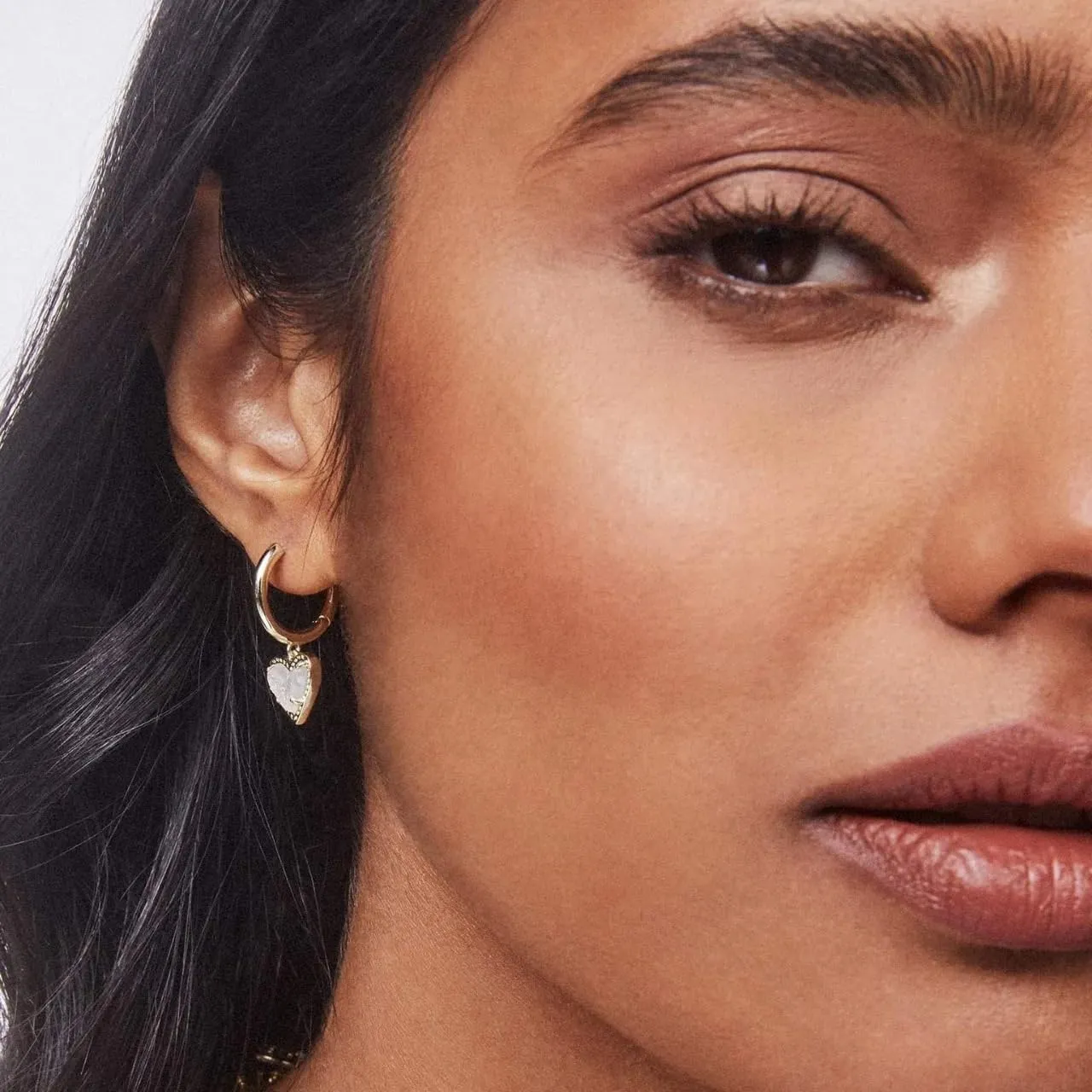 14K Gold Filled Minimalist Heart Hoop Earrings For Women - 925 Sterling Silver Love Heart Natural Crystal Gemstone Hoop Earrings, Sweet Heart Sparkling Earrings