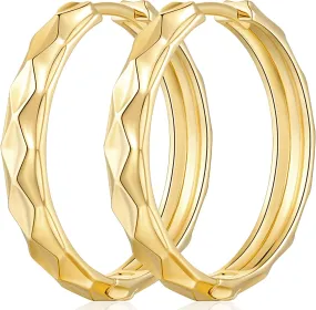 14K Gold Hoop Earrings for Women 14K Gold Huggie Earrings Small Earring for Womens Earring Easy to Style 25MM-2