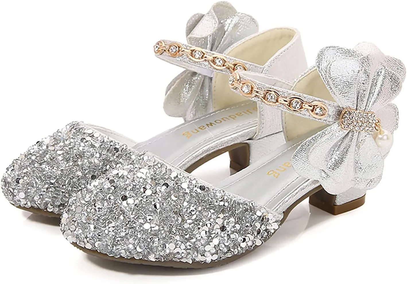 2025 Girls Heeled Shoe Dress Shoes Bows Heel Princess Flower Wedding For Toddler Little Kid