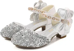 2025 Girls Heeled Shoe Dress Shoes Bows Heel Princess Flower Wedding For Toddler Little Kid