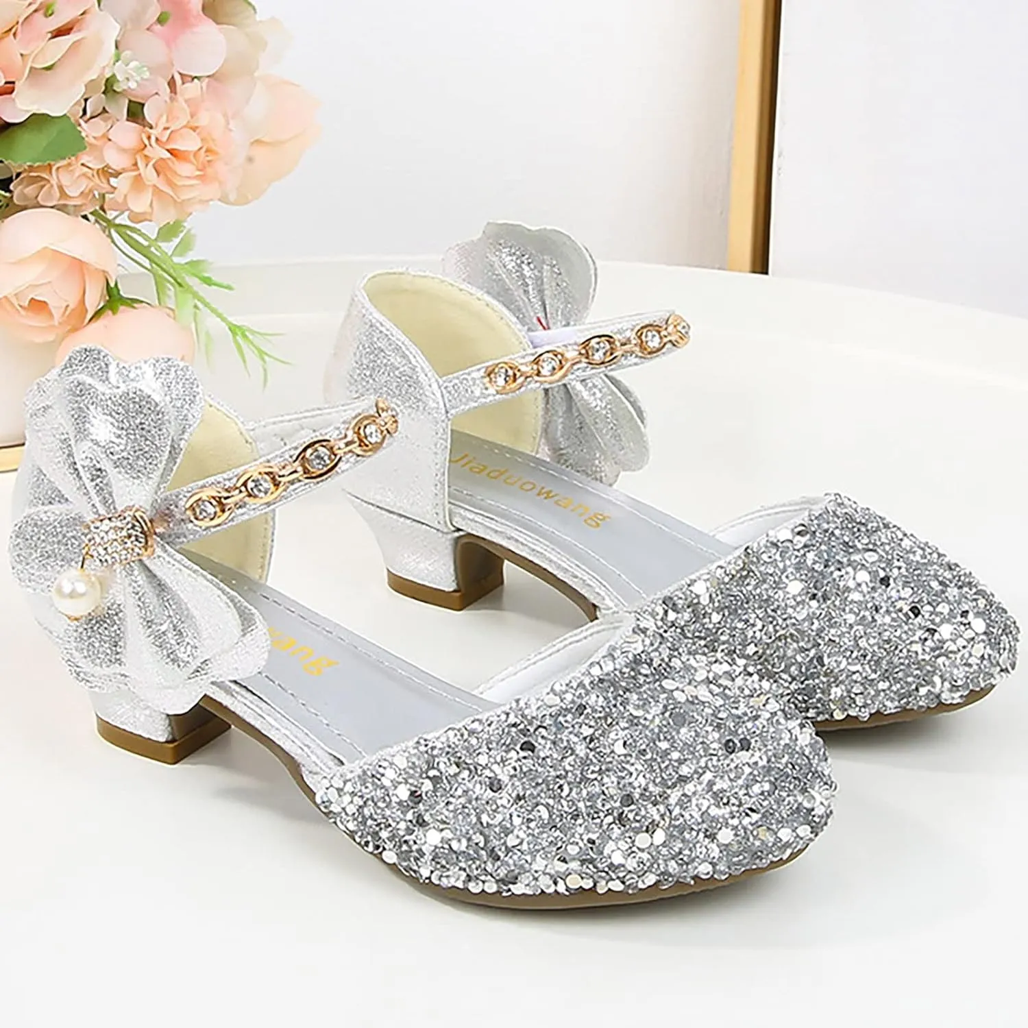 2025 Girls Heeled Shoe Dress Shoes Bows Heel Princess Flower Wedding For Toddler Little Kid