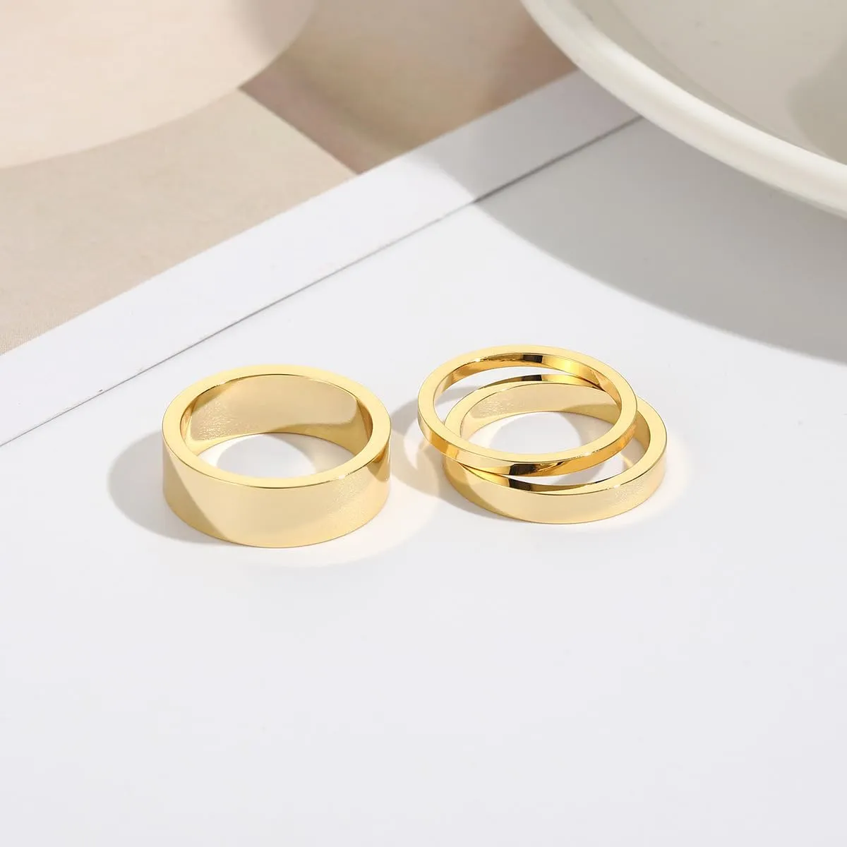 3PCS Stacking Rings for Women Teens Minimalist Stack Rings for Women Golden Plated, Thin Stacking Rings, Stacked Rings for Women, Stackable Rings, Knuckle Rings Set, Joint Finger Midi Rings