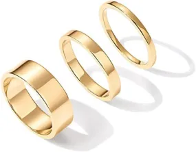 3PCS Stacking Rings for Women Teens Minimalist Stack Rings for Women Golden Plated, Thin Stacking Rings, Stacked Rings for Women, Stackable Rings, Knuckle Rings Set, Joint Finger Midi Rings