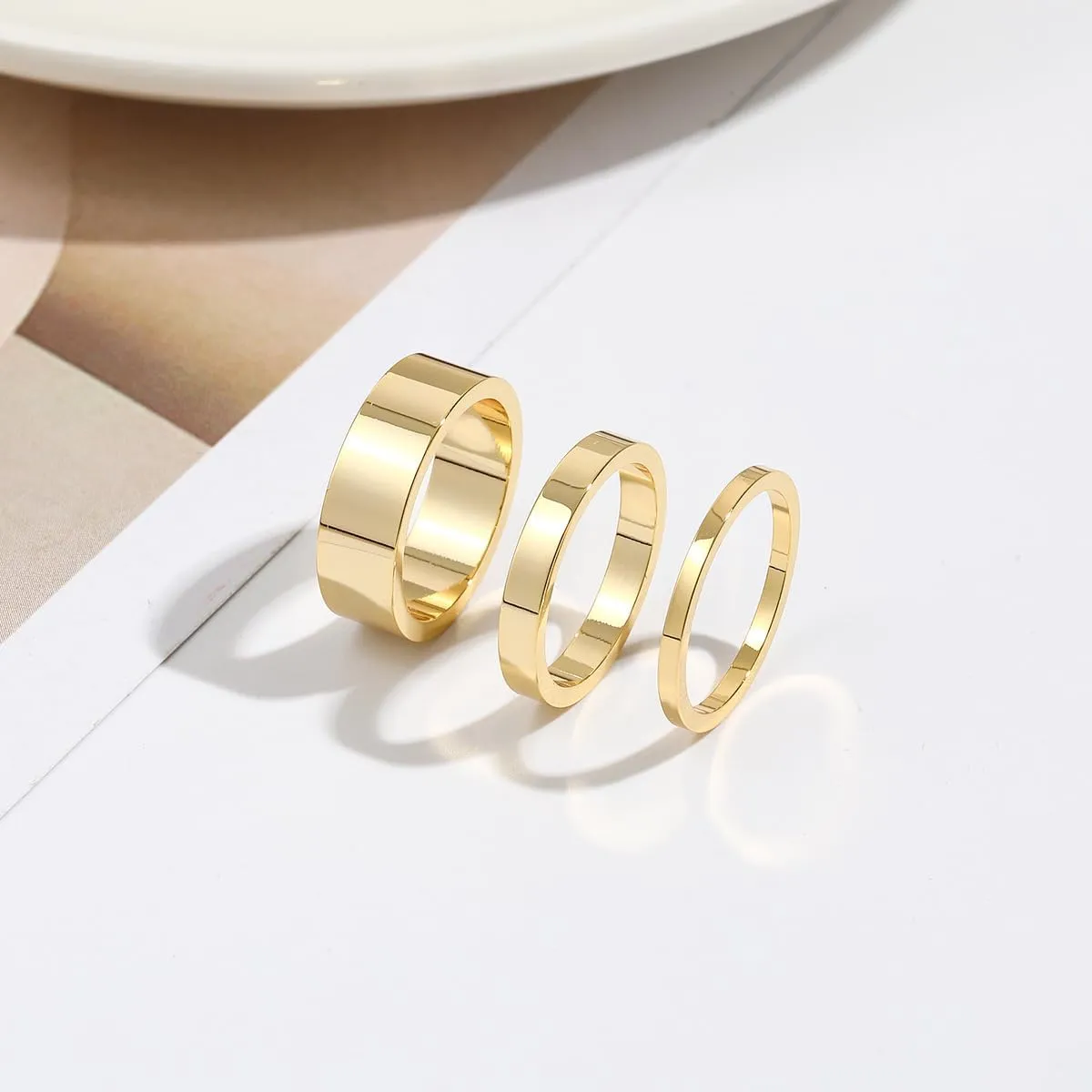 3PCS Stacking Rings for Women Teens Minimalist Stack Rings for Women Golden Plated, Thin Stacking Rings, Stacked Rings for Women, Stackable Rings, Knuckle Rings Set, Joint Finger Midi Rings