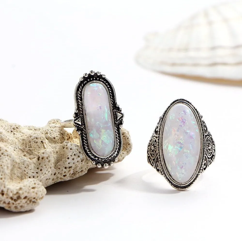 8PC Vintage Silver Rings Set for Women Men, Chunky Ring Aesthetic Boho Finger Midi Ring Statement Fashion Jewelry