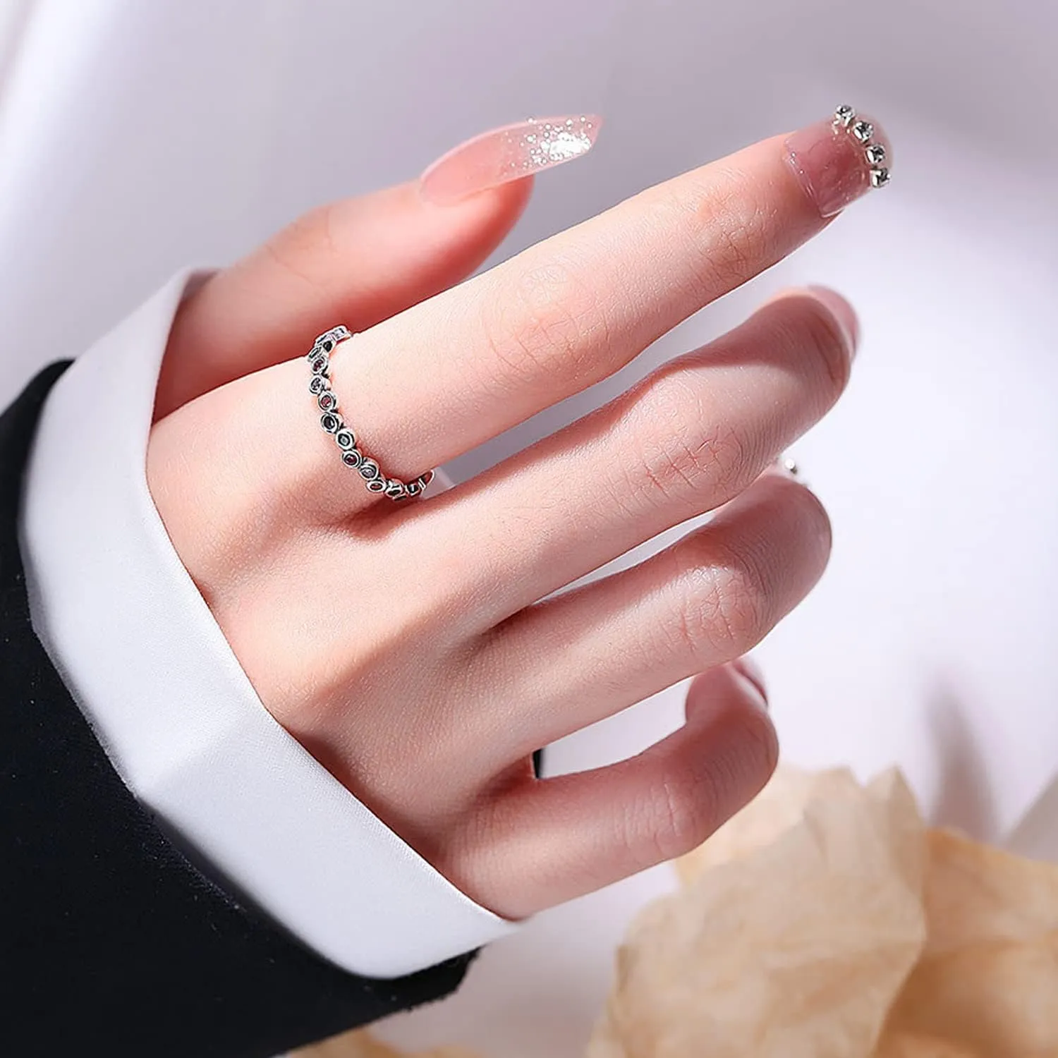 925 Silver Ring, Adjustable silver rings for women, open thumb rings finger rings, zirconia rings statement rings Adjustable Rings Stackable open rings Band for Women