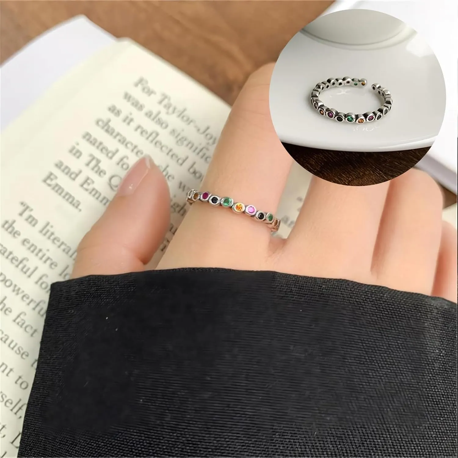 925 Silver Ring, Adjustable silver rings for women, open thumb rings finger rings, zirconia rings statement rings Adjustable Rings Stackable open rings Band for Women