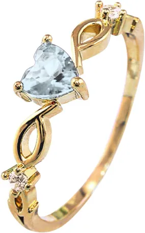 925 Sterling Silver Promise Rings for Her,Heart Crystal Cubic Zirconia Wedding Band Gold Plated Birthstone Rings for Women