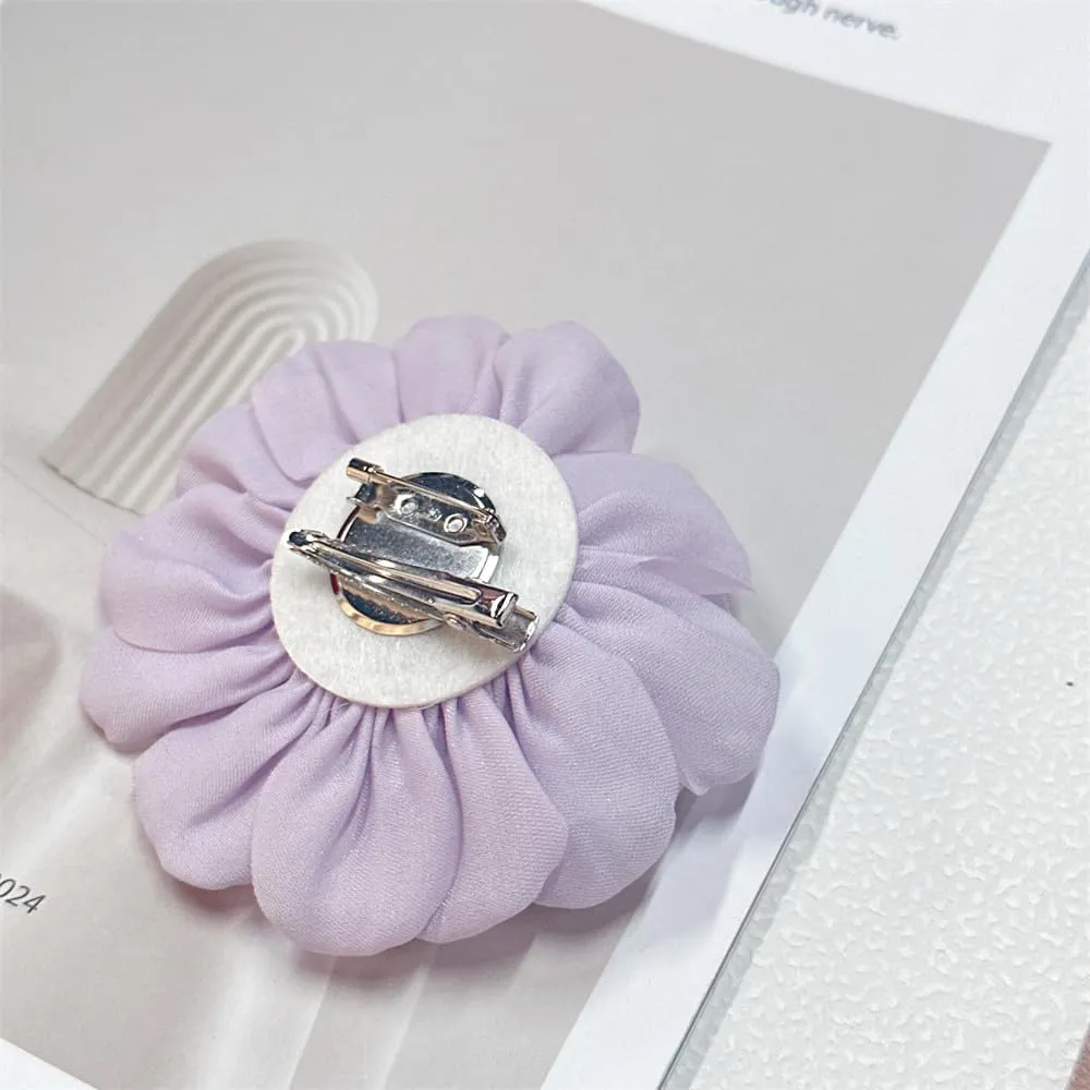 9cm Wedding Fabric Flower Brooch Pin Hair Clip for Women Men Elegant Big Camellia Rose Floral Brooches Lapel Pins Dainty Holiday Party Costume Dress Accessories Jewelry