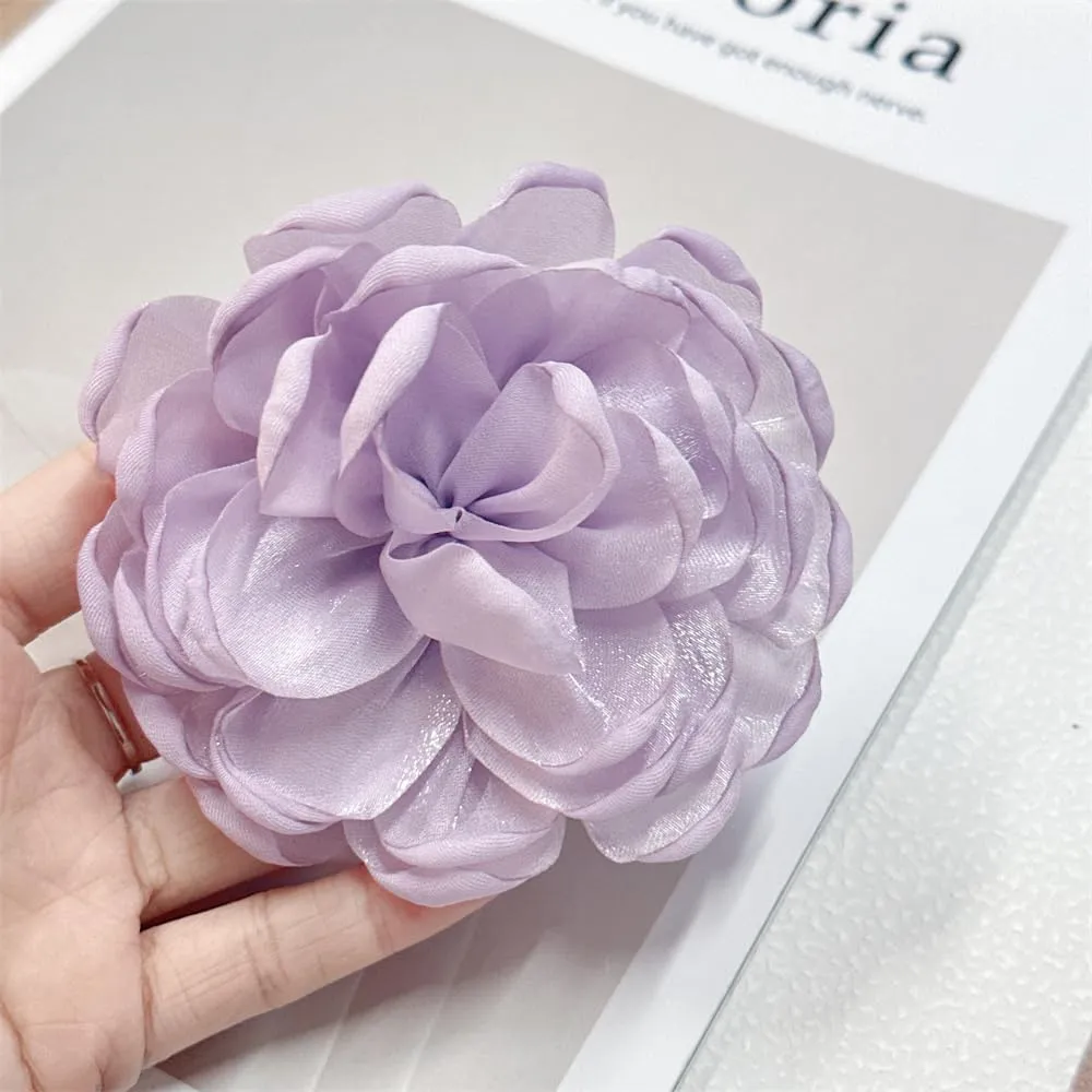 9cm Wedding Fabric Flower Brooch Pin Hair Clip for Women Men Elegant Big Camellia Rose Floral Brooches Lapel Pins Dainty Holiday Party Costume Dress Accessories Jewelry