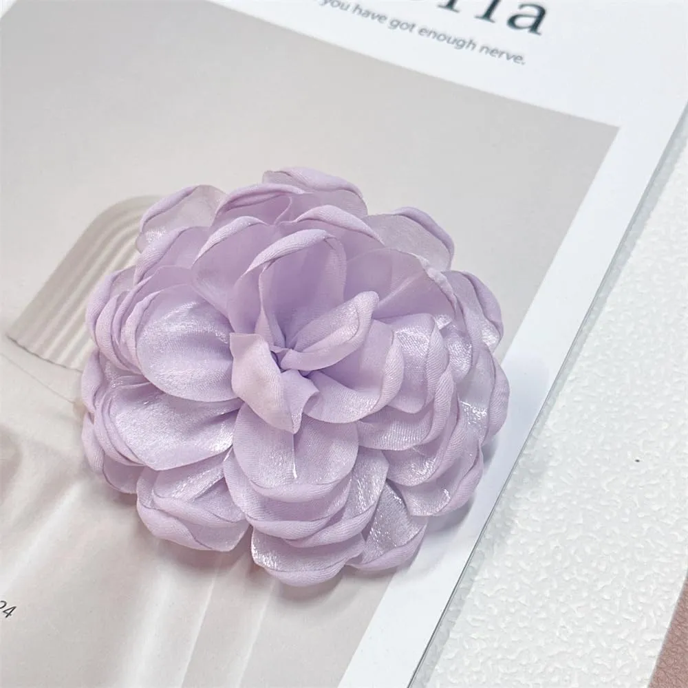 9cm Wedding Fabric Flower Brooch Pin Hair Clip for Women Men Elegant Big Camellia Rose Floral Brooches Lapel Pins Dainty Holiday Party Costume Dress Accessories Jewelry