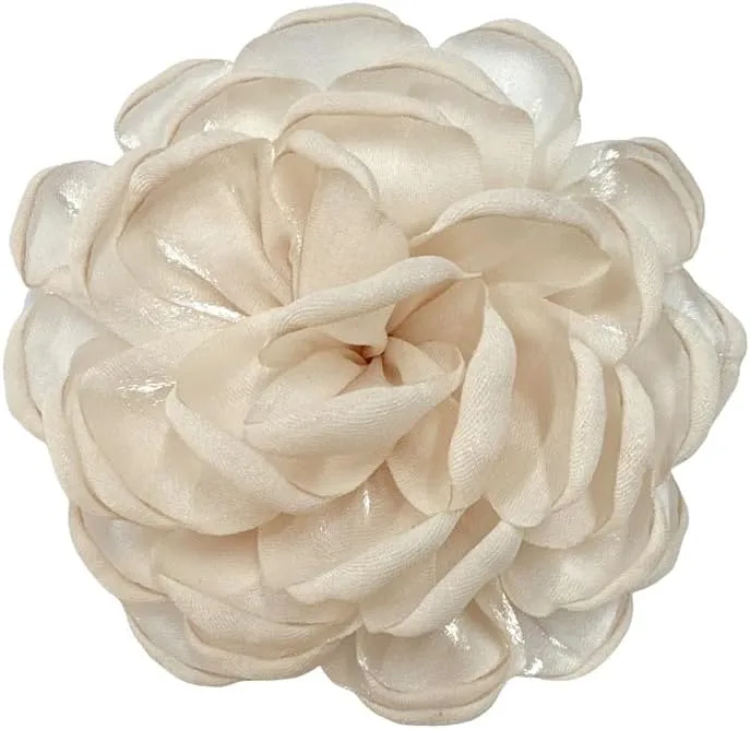 9cm Wedding Fabric Flower Brooch Pin Hair Clip for Women Men Elegant Big Camellia Rose Floral Brooches Lapel Pins Dainty Holiday Party Costume Dress Accessories Jewelry