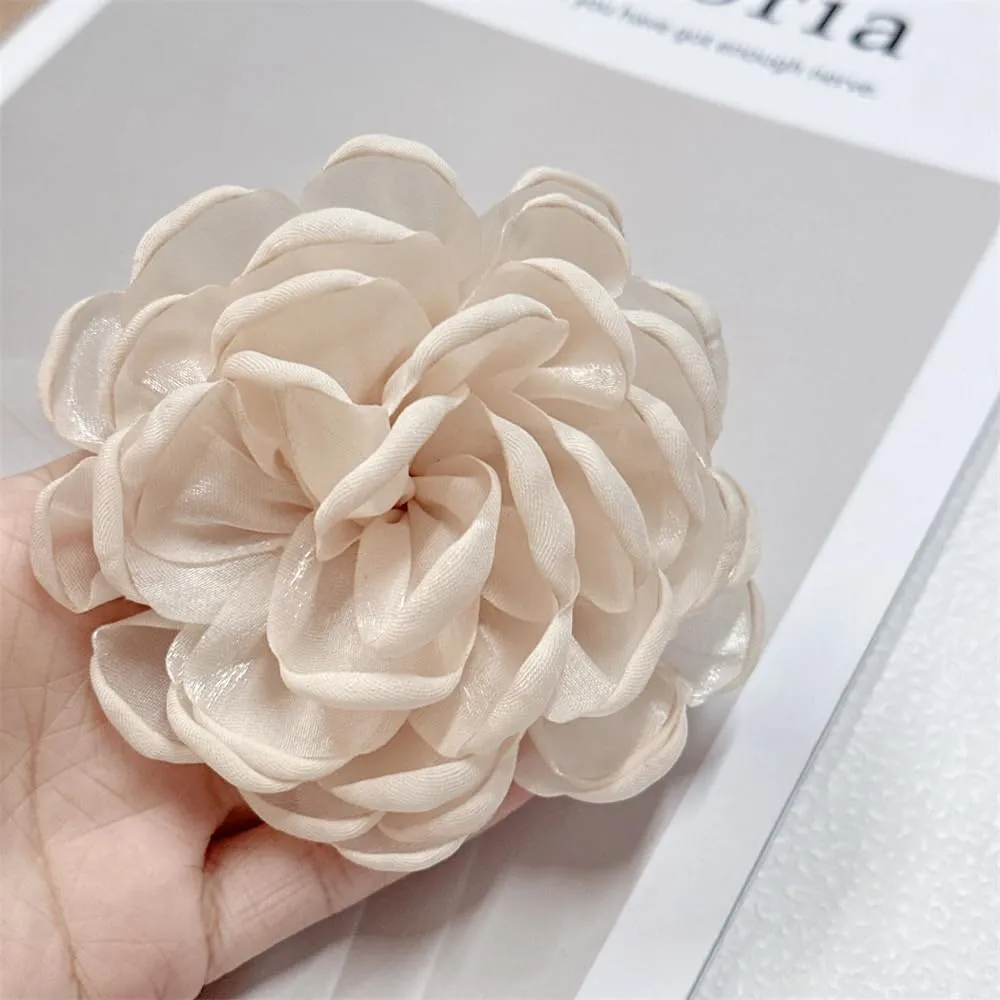 9cm Wedding Fabric Flower Brooch Pin Hair Clip for Women Men Elegant Big Camellia Rose Floral Brooches Lapel Pins Dainty Holiday Party Costume Dress Accessories Jewelry