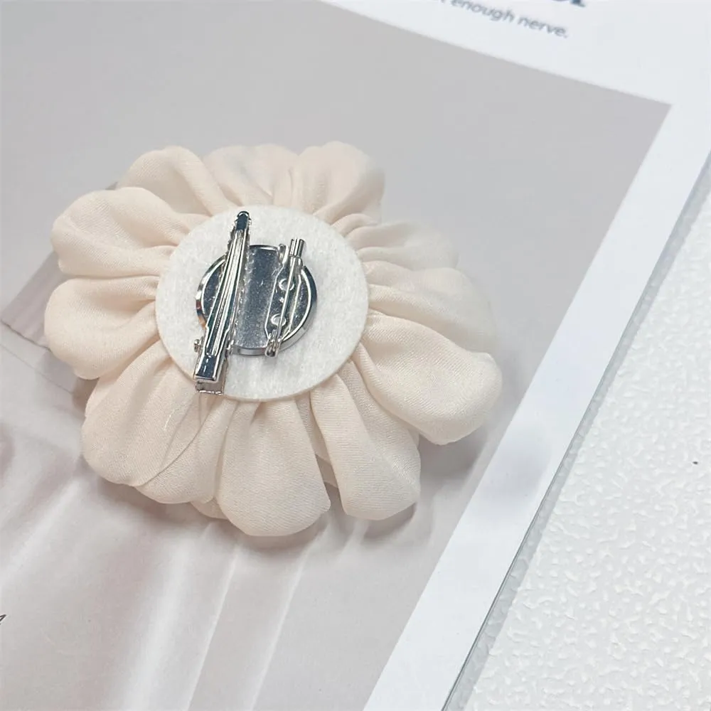 9cm Wedding Fabric Flower Brooch Pin Hair Clip for Women Men Elegant Big Camellia Rose Floral Brooches Lapel Pins Dainty Holiday Party Costume Dress Accessories Jewelry