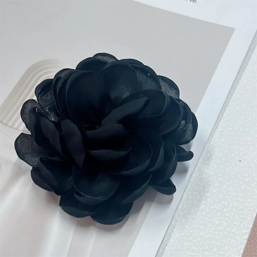 9cm Wedding Fabric Flower Brooch Pin Hair Clip for Women Men Elegant Big Camellia Rose Floral Brooches Lapel Pins Dainty Holiday Party Costume Dress Accessories Jewelry