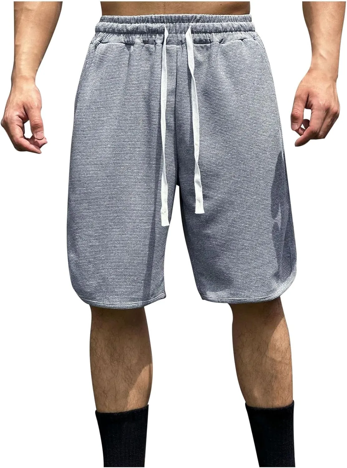 Alalaso Big and Tall Shorts for Men Cotton Shorts for Men Mens Drawstring Shorts Sport Cargo Shorts Drawstring Belted