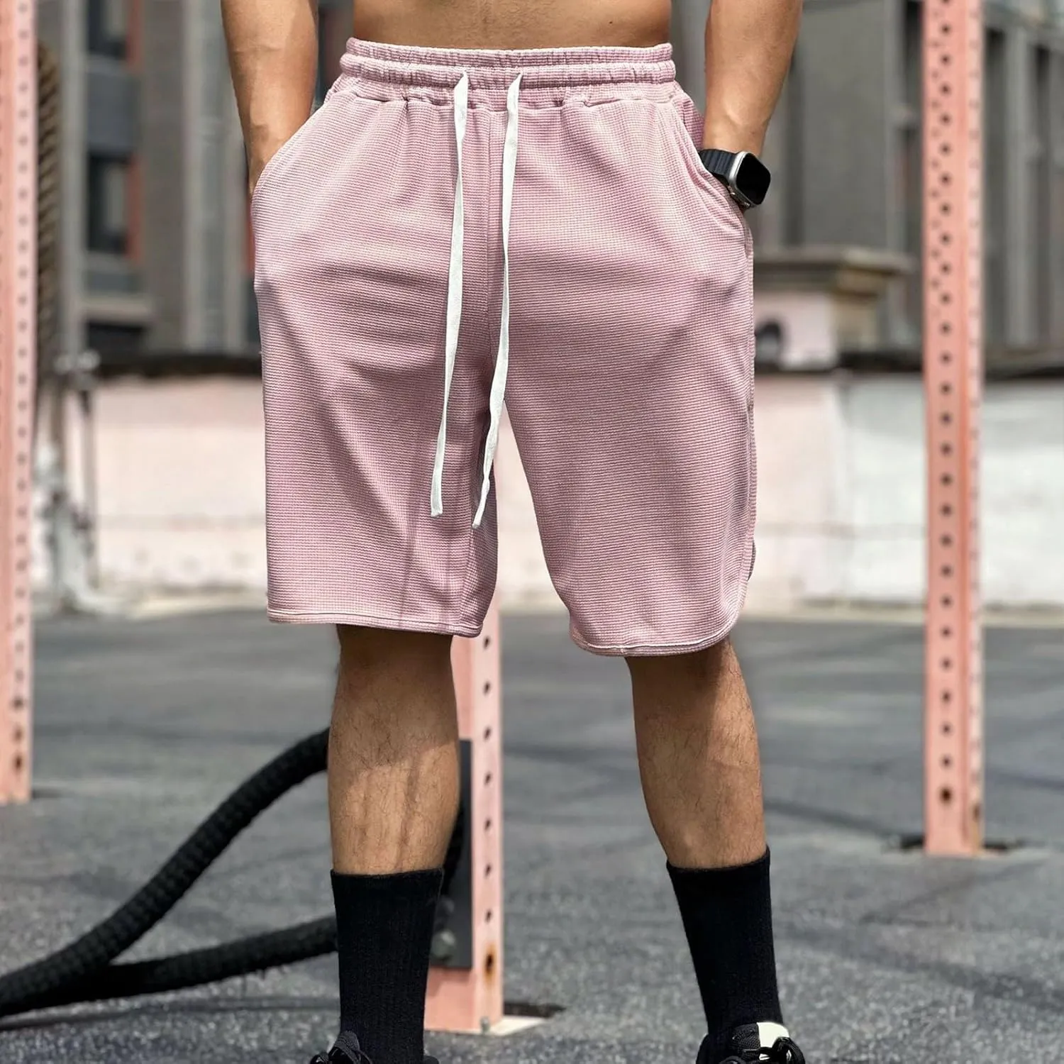 Alalaso Big and Tall Shorts for Men Cotton Shorts for Men Mens Drawstring Shorts Sport Cargo Shorts Drawstring Belted