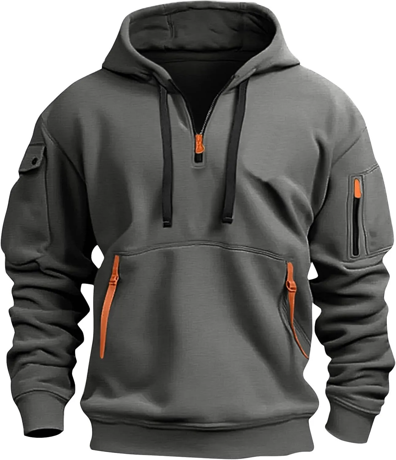 American Flag Hoodie Men 1/4 Zip Fashion Military Slim Fit Drawstring Sweatshirt Gym Basic Sweatshirt with Pockets