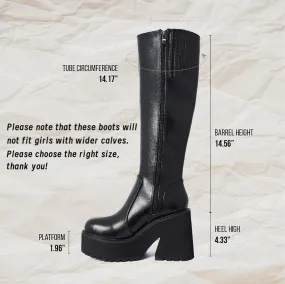 AMINUGAL Black Knee High Boots Womens