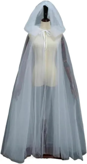 Arrival Cape Bridal Shawl with Hat Tulle Long Cloak Shrugs Women Costume for Bride(Color 1)