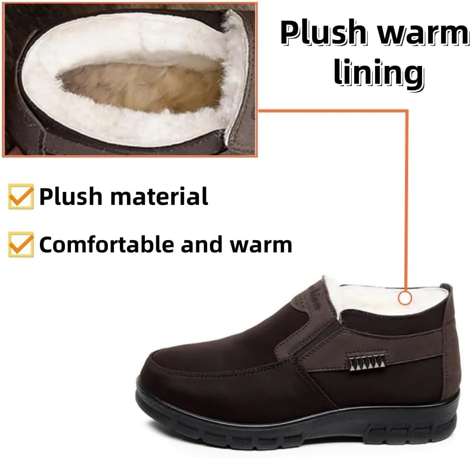 Asifn Men's Snow Boots Fashion Light Weight Comfortable Hiking Outdoor Walking Boots Waterproof Warm Fur Lined Booties