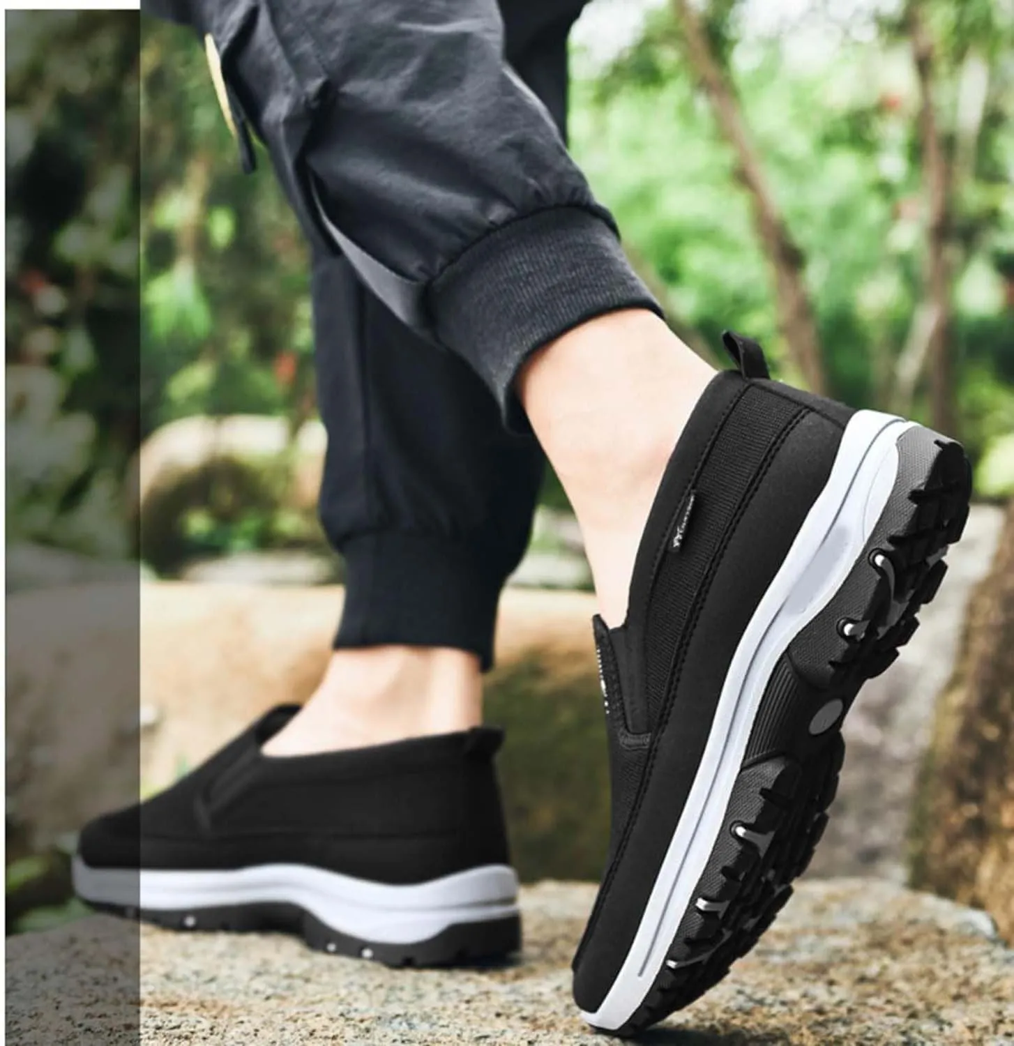 Auguscare Shoes - Auguscare Shoes Men Seniors, Breeze Shoes for Men, Men's Arch Support Slip-on Canvas Loafers (Black,10.5)