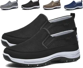 Auguscare Shoes - Auguscare Shoes Men Seniors, Breeze Shoes for Men, Men's Arch Support Slip-on Canvas Loafers (Black,10.5)