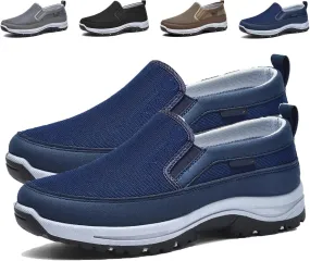 Auguscare Shoes - Auguscare Shoes Men Seniors, Breeze Shoes for Men, Men's Arch Support Slip-on Canvas Loafers (Blue,10.5)