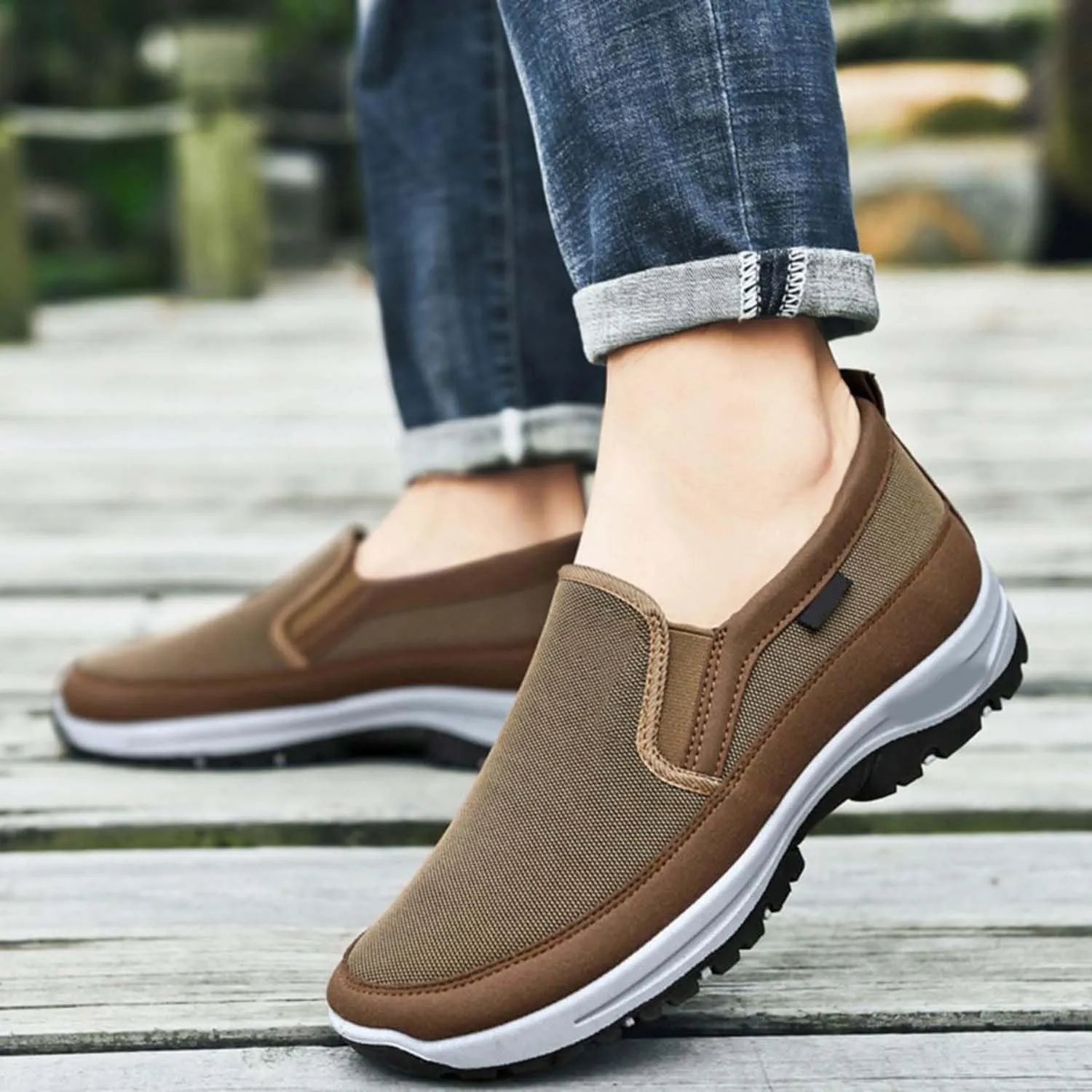 Auguscare Shoes - Auguscare Shoes Men Seniors, Breeze Shoes for Men, Men's Arch Support Slip-on Canvas Loafers (Blue,10.5)