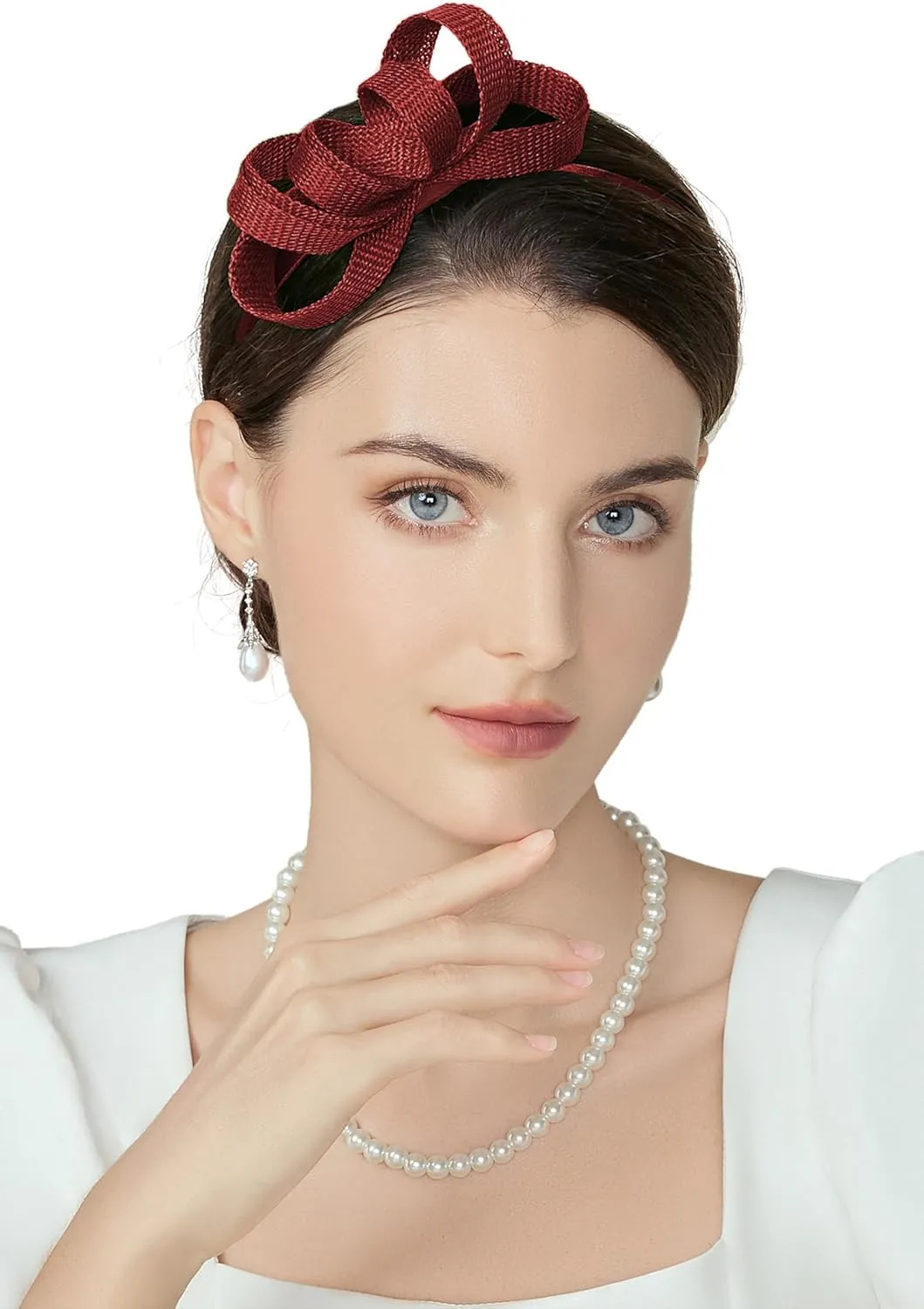 BABEYOND Fascinator Headband for Women - Tea Party Kentucky Bow Headband Derby Bridal Wedding Daily Headpiece with Hair Clip