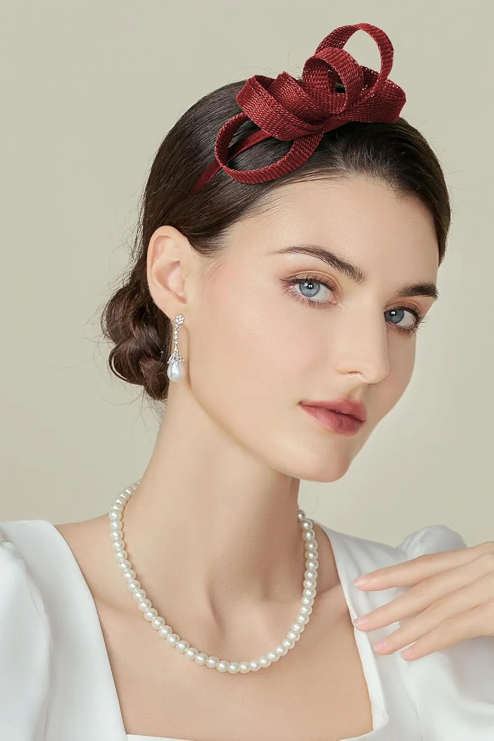 BABEYOND Fascinator Headband for Women - Tea Party Kentucky Bow Headband Derby Bridal Wedding Daily Headpiece with Hair Clip