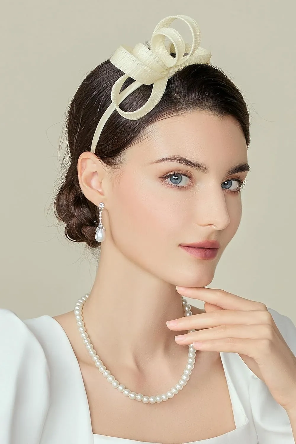 BABEYOND Fascinator Headband for Women - Tea Party Kentucky Bow Headband Derby Bridal Wedding Daily Headpiece with Hair Clip