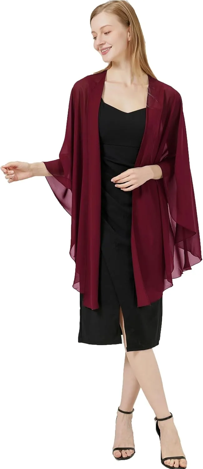 Baoqiya Chiffon Shawls and Wraps Wedding Party Shawl Scarf for Women Bridal Evening Dress on Special Occasion Dresses