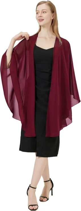 Baoqiya Chiffon Shawls and Wraps Wedding Party Shawl Scarf for Women Bridal Evening Dress on Special Occasion Dresses