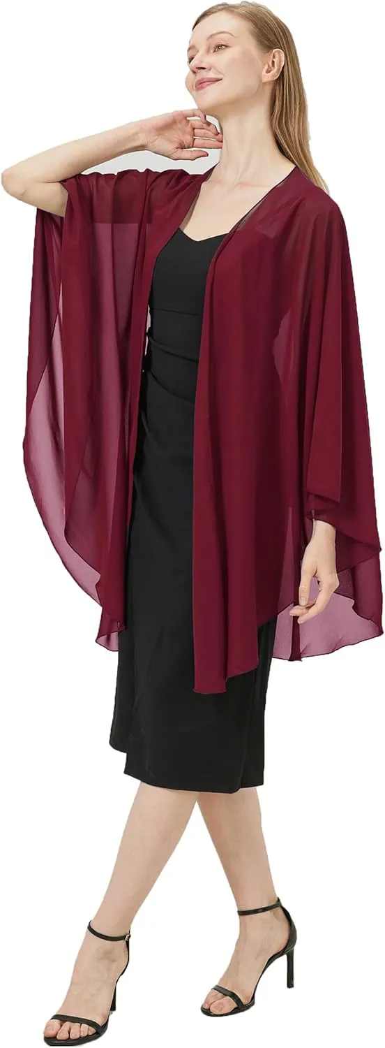 Baoqiya Chiffon Shawls and Wraps Wedding Party Shawl Scarf for Women Bridal Evening Dress on Special Occasion Dresses