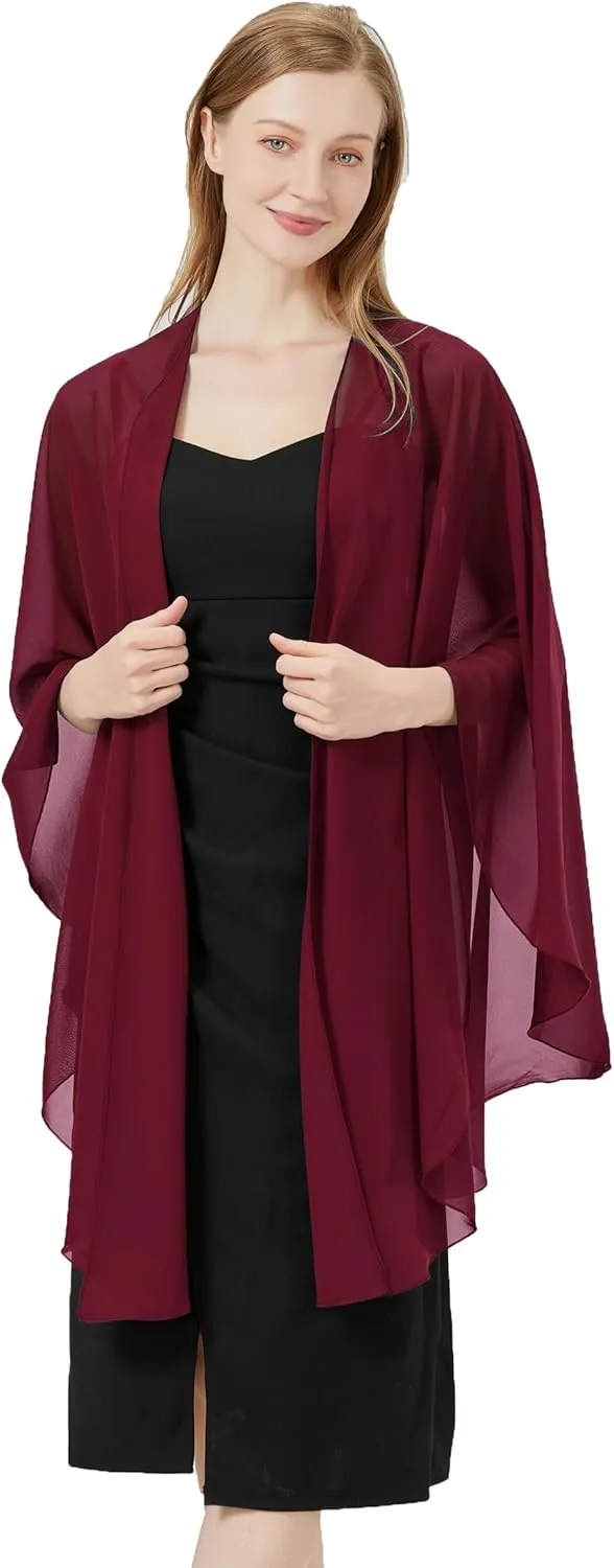 Baoqiya Chiffon Shawls and Wraps Wedding Party Shawl Scarf for Women Bridal Evening Dress on Special Occasion Dresses