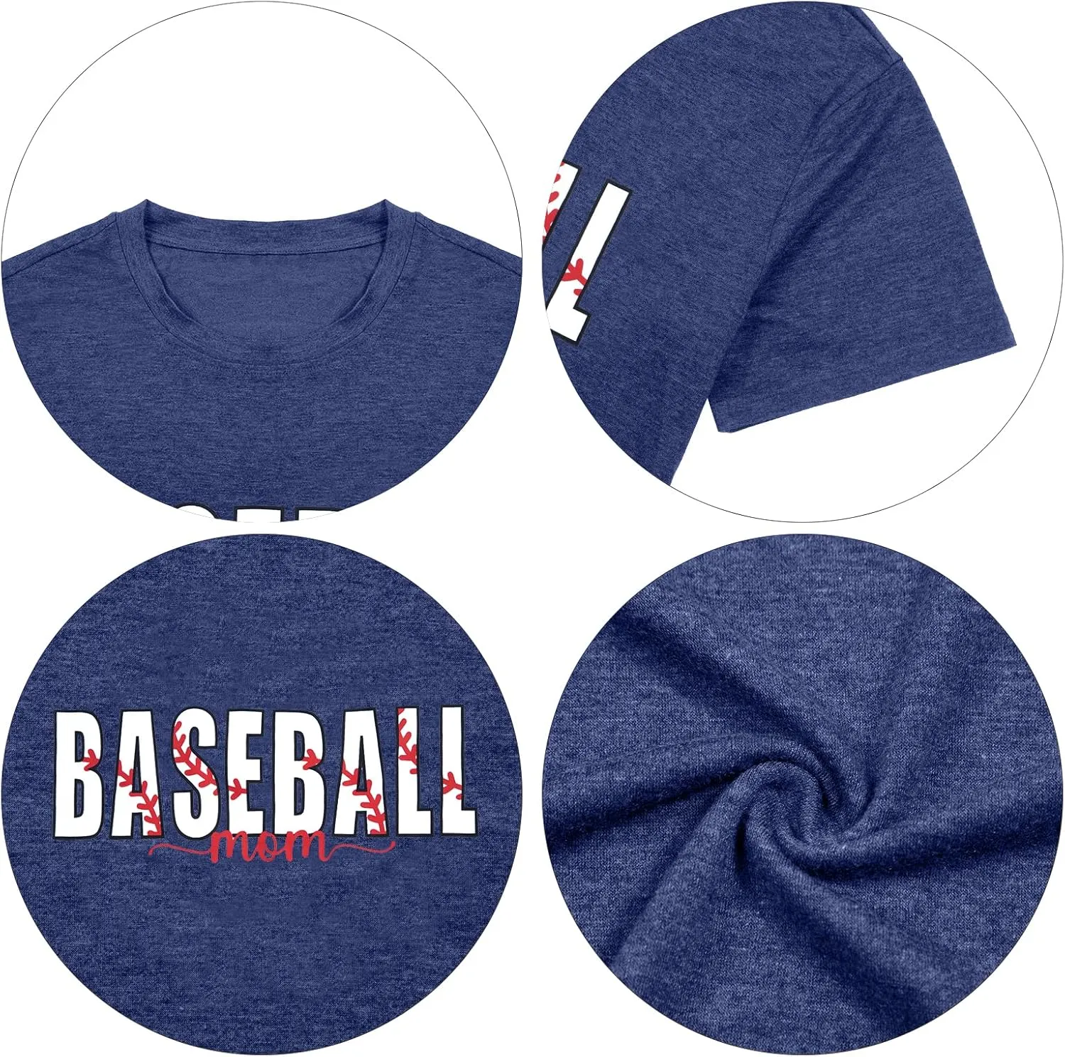 Baseball Mom Shirt Womens Mom Shirt Short Sleeve O-Neck Letter Print Casual Tops Tees