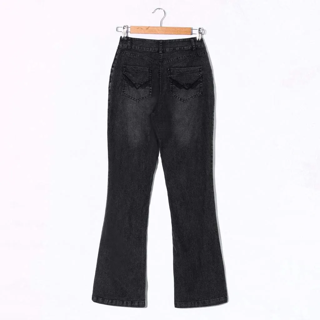 Bell Bottom Jeans for Women High Rise Wide Leg High Waisted Flared Slim Denim Jeans Casual Skinny Straight Long Vintage Jeans