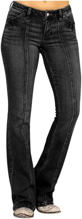 Bell Bottom Jeans for Women High Rise Wide Leg High Waisted Flared Slim Denim Jeans Casual Skinny Straight Long Vintage Jeans