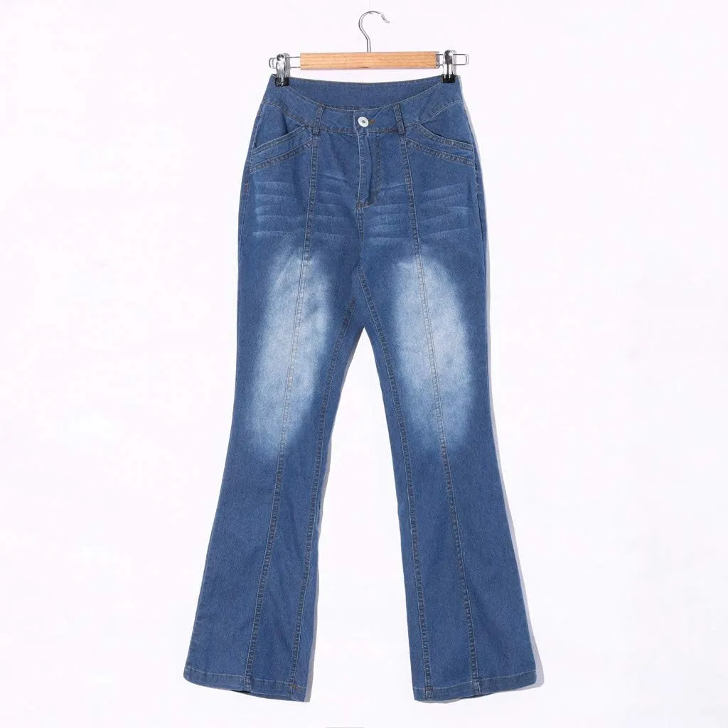 Bell Bottom Jeans for Women High Rise Wide Leg High Waisted Flared Slim Denim Jeans Casual Skinny Straight Long Vintage Jeans