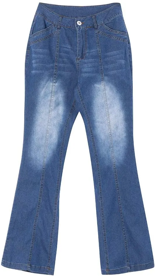 Bell Bottom Jeans for Women High Rise Wide Leg High Waisted Flared Slim Denim Jeans Casual Skinny Straight Long Vintage Jeans