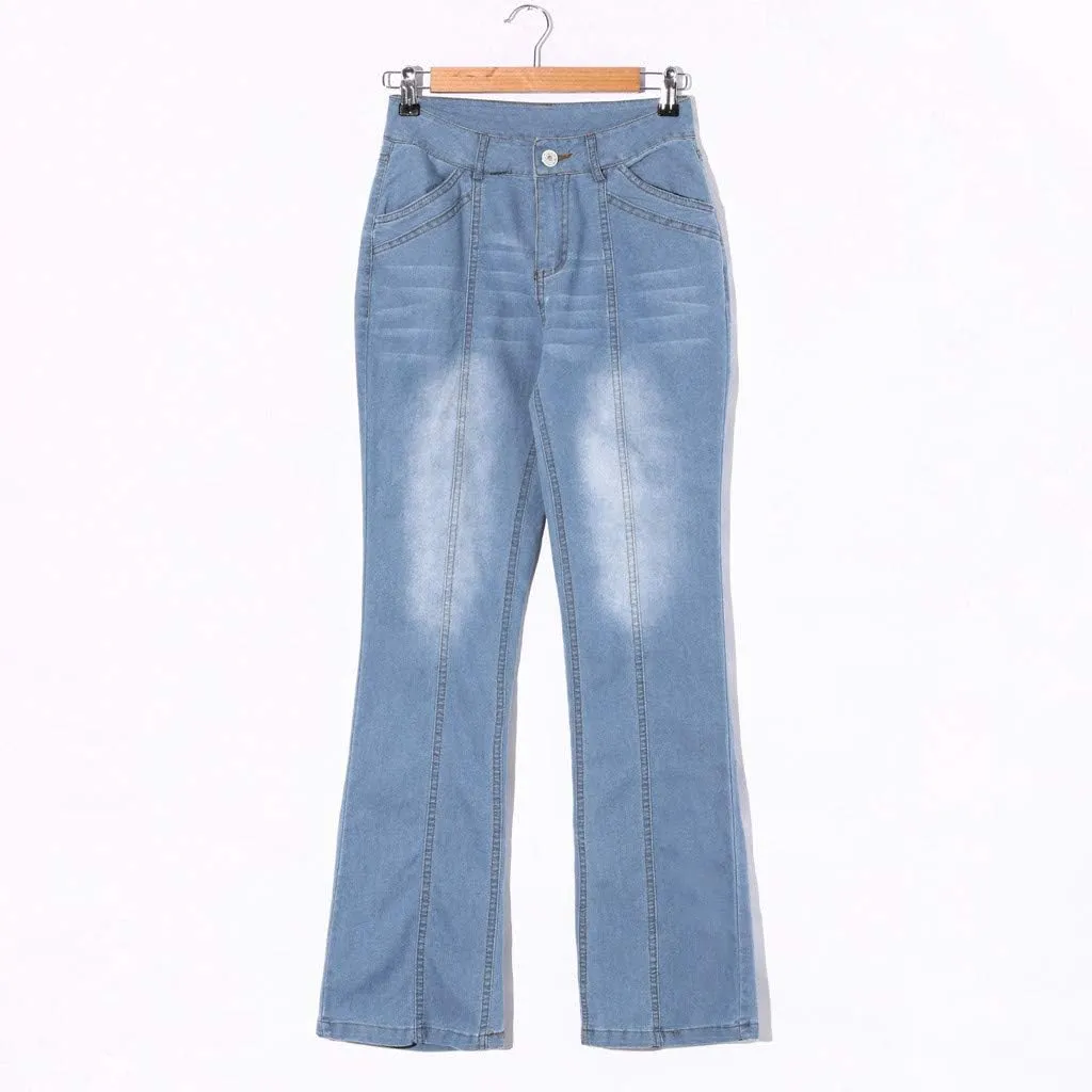 Bell Bottom Jeans for Women High Rise Wide Leg High Waisted Flared Slim Denim Jeans Casual Skinny Straight Long Vintage Jeans