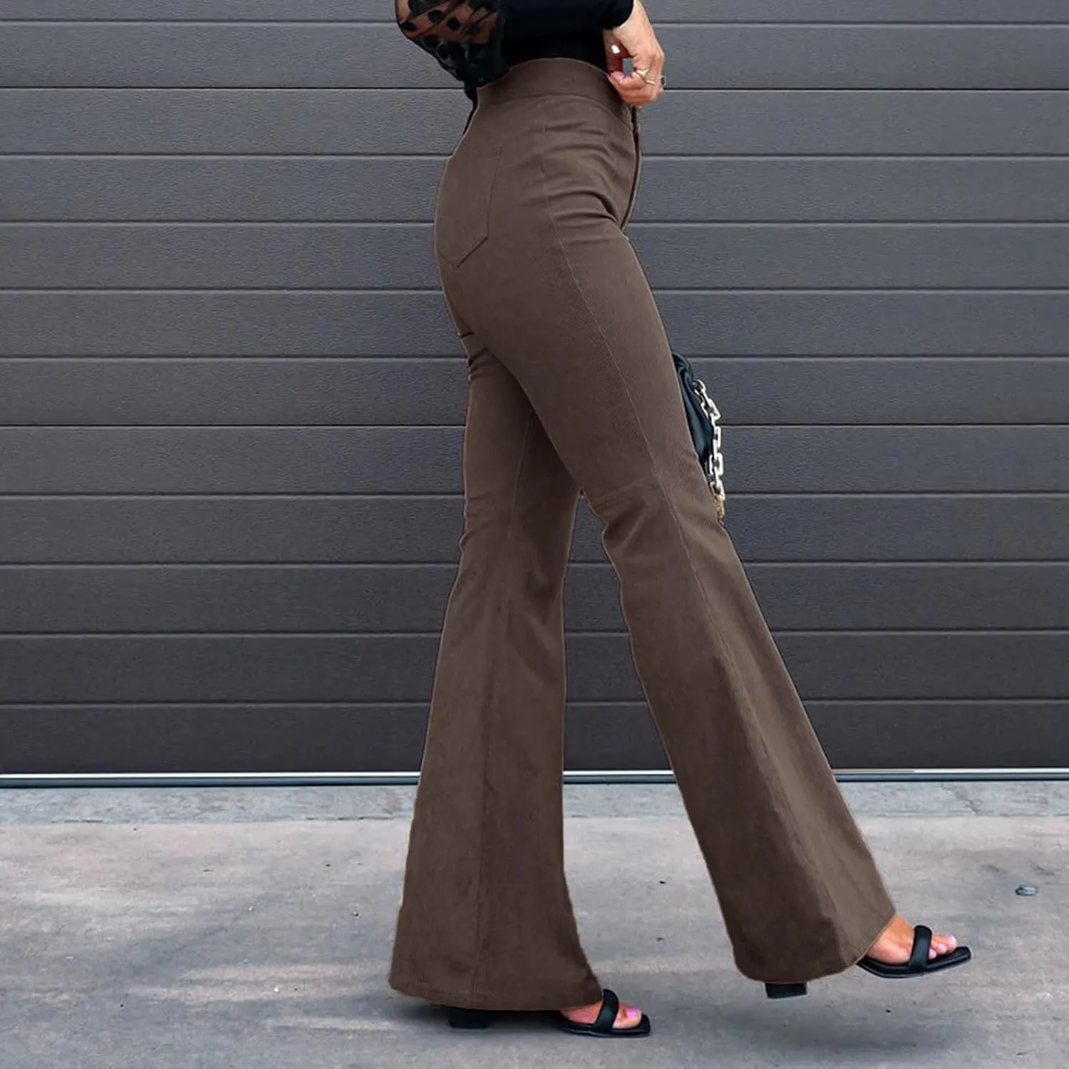 Bell Bottom Jeans for Women Trendy High Waisted Crossover Stretchy Jeans Flare Leggings Mature Women's Elegant