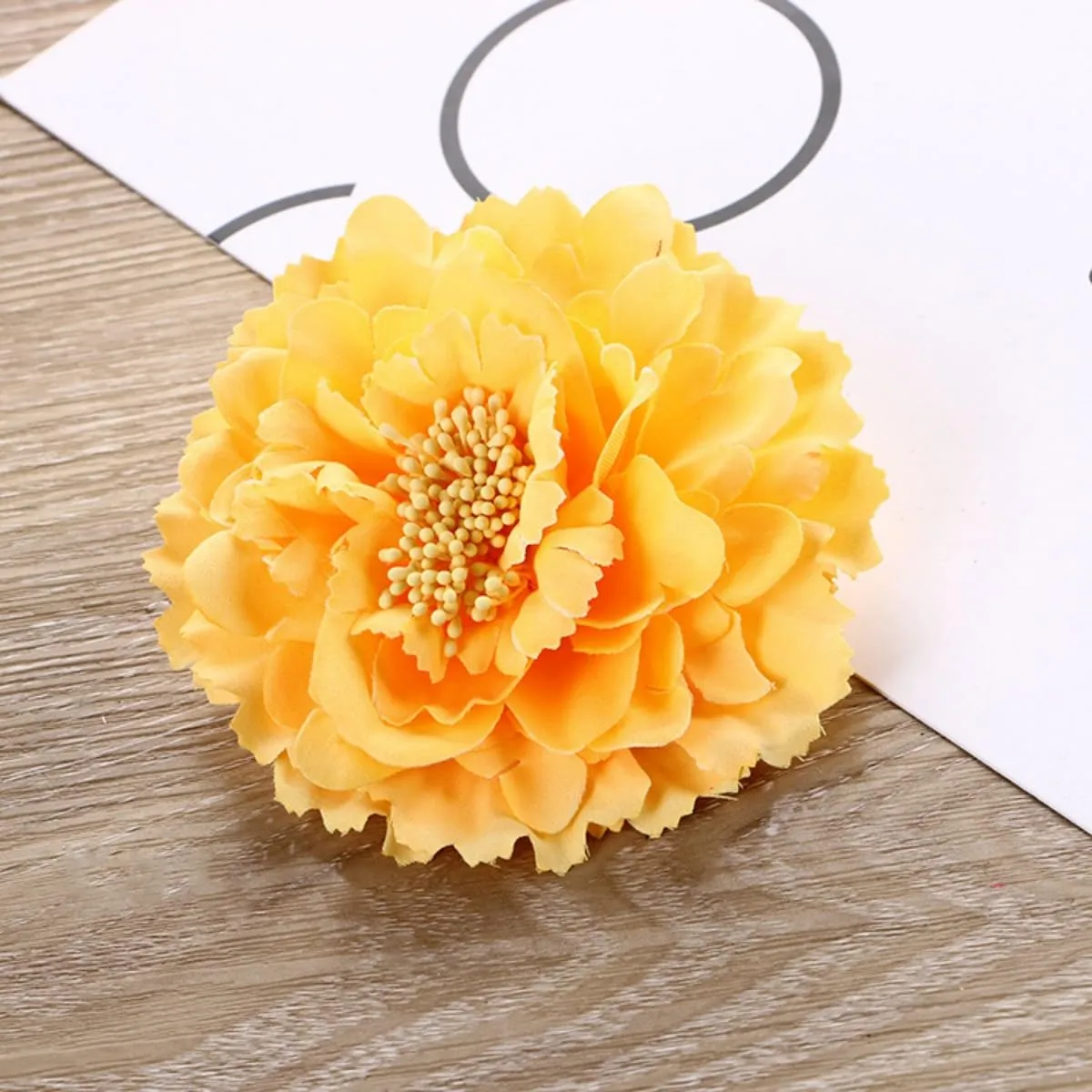 Bohemian Flamenco Dancer Boho Peony Flower Hair Clip for Hat and Shoulder, 4.3in (Yellow)