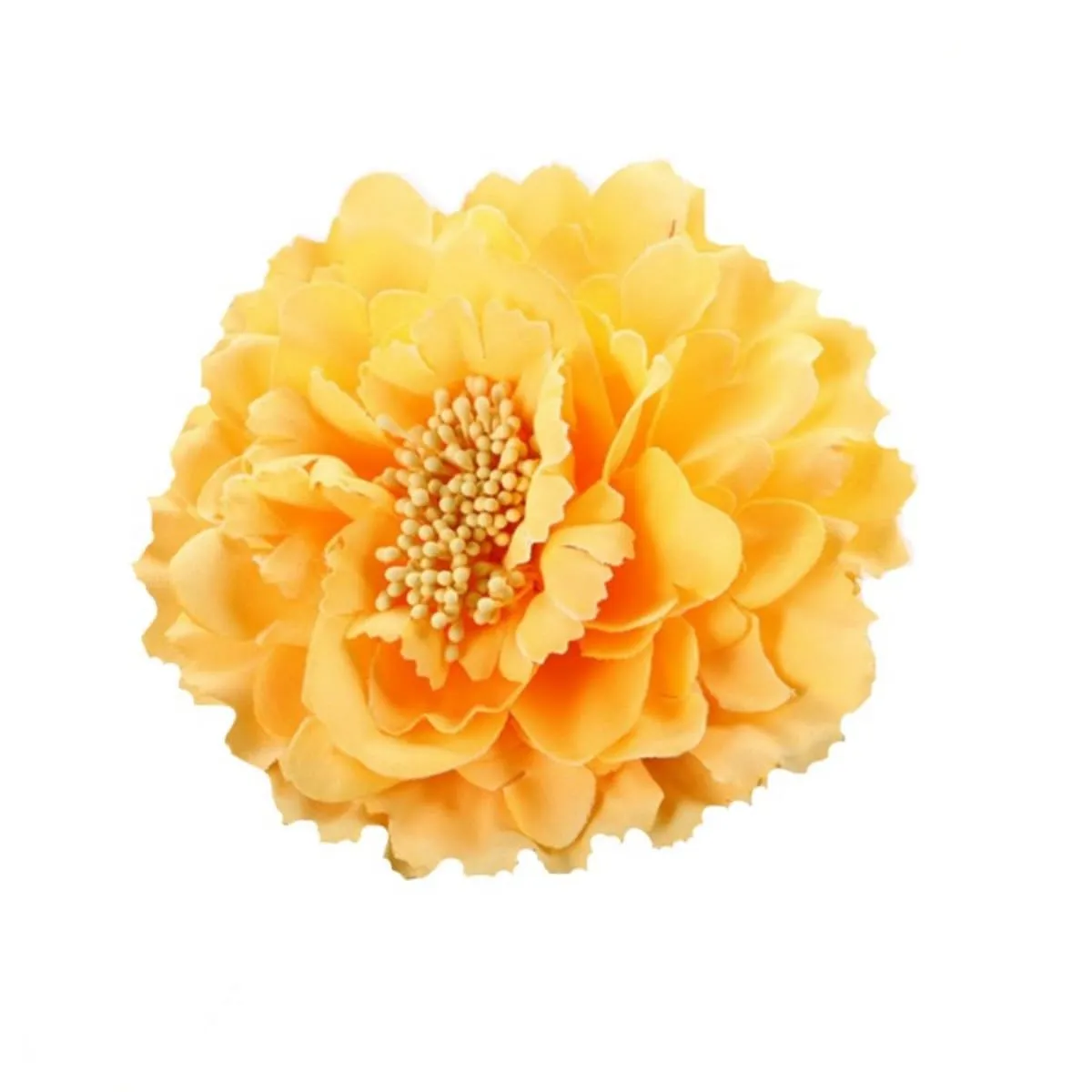 Bohemian Flamenco Dancer Boho Peony Flower Hair Clip for Hat and Shoulder, 4.3in (Yellow)