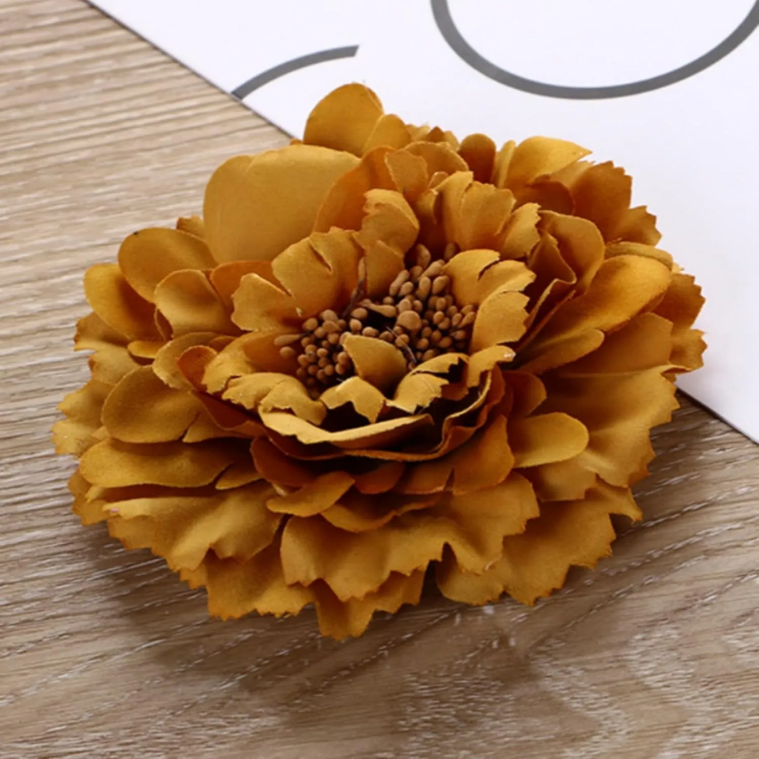 Boho Peony Flower Brooch - Women's Fashion Hair Clip, Bohemia Party Hair Clip, Flamenco Dancer Brooch, Wedding Set (Golden)