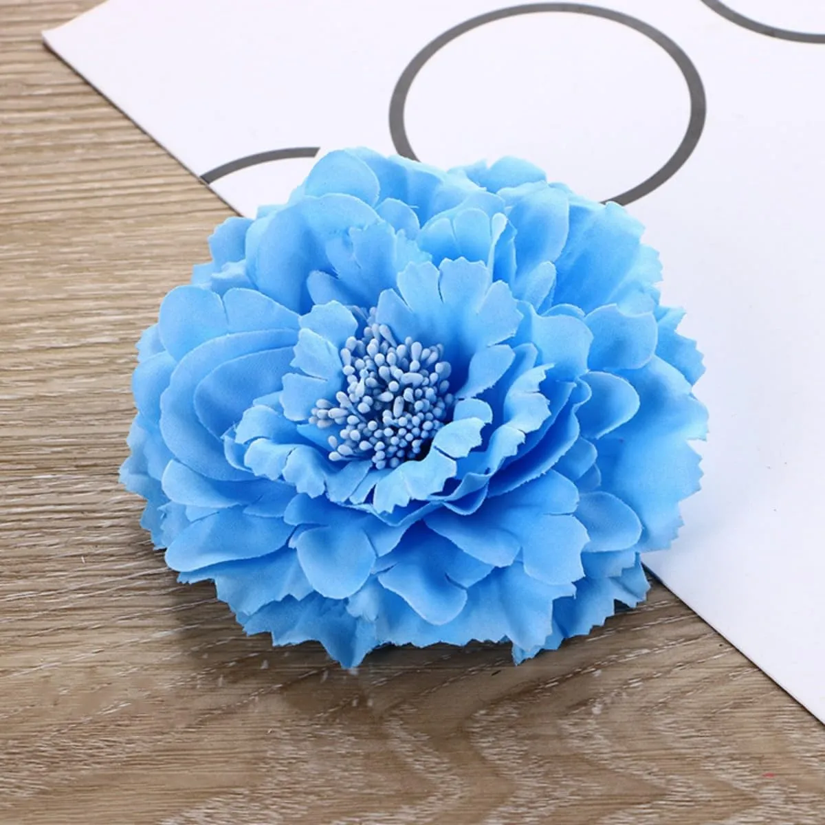 Boho Peony Flower Hair Clip, Baby blue Material, Dual Hair Clip and Brooch Pin Backing, Bohemian Style, Suitable for Various Occasions, Women's Hair Accessories