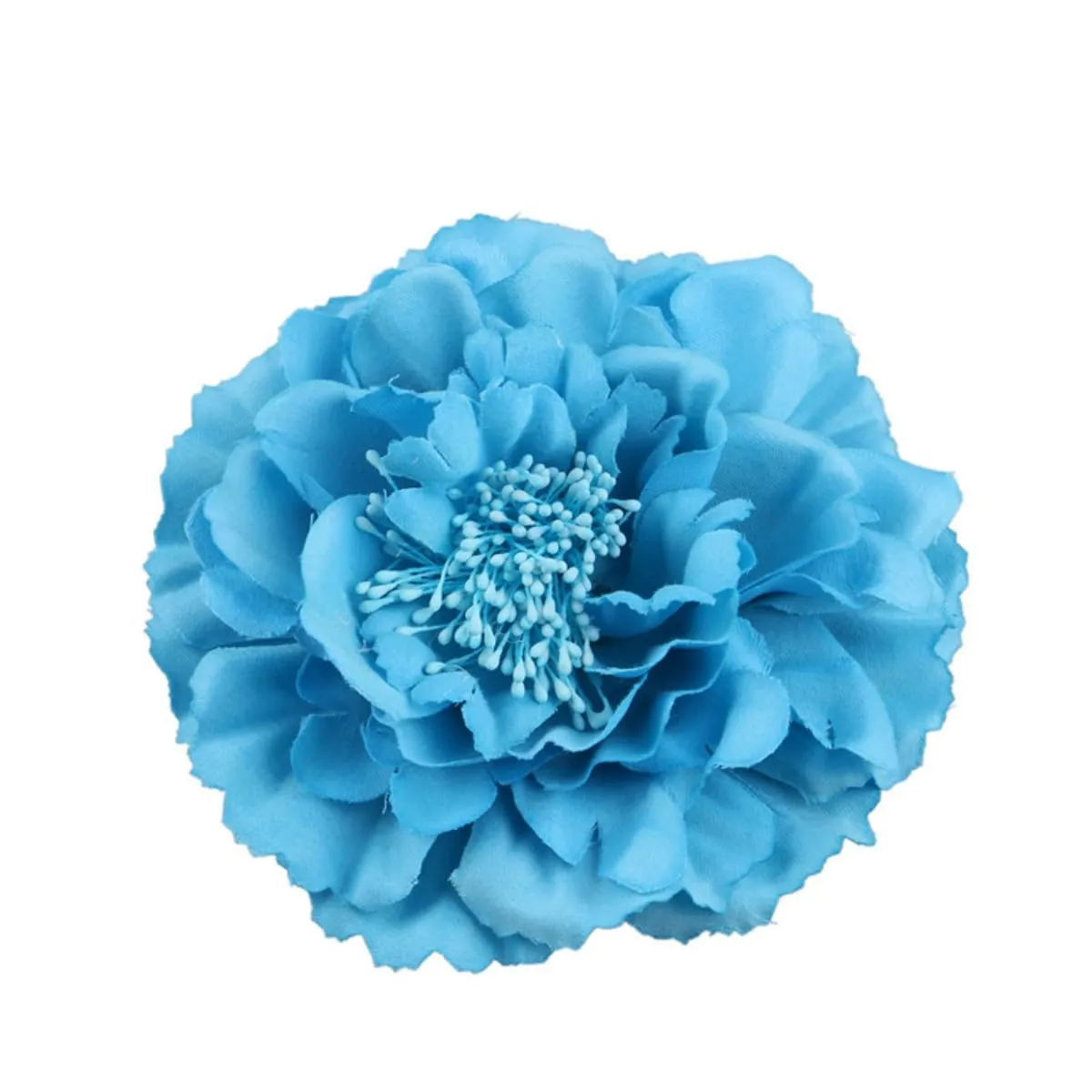 Boho Peony Flower Hair Clip, Baby blue Material, Dual Hair Clip and Brooch Pin Backing, Bohemian Style, Suitable for Various Occasions, Women's Hair Accessories