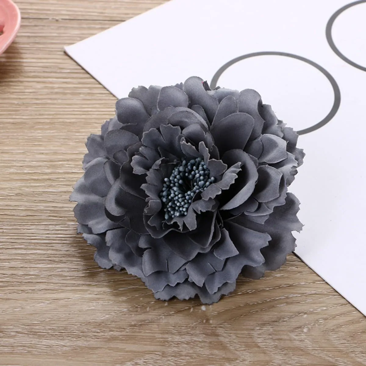 Boho Peony Flower Hair Clip, Women's Hair Accessory, Flamenco Dancer Flower Brooch, Party Hair Clip, Wedding Set (Grey, 1 Count)