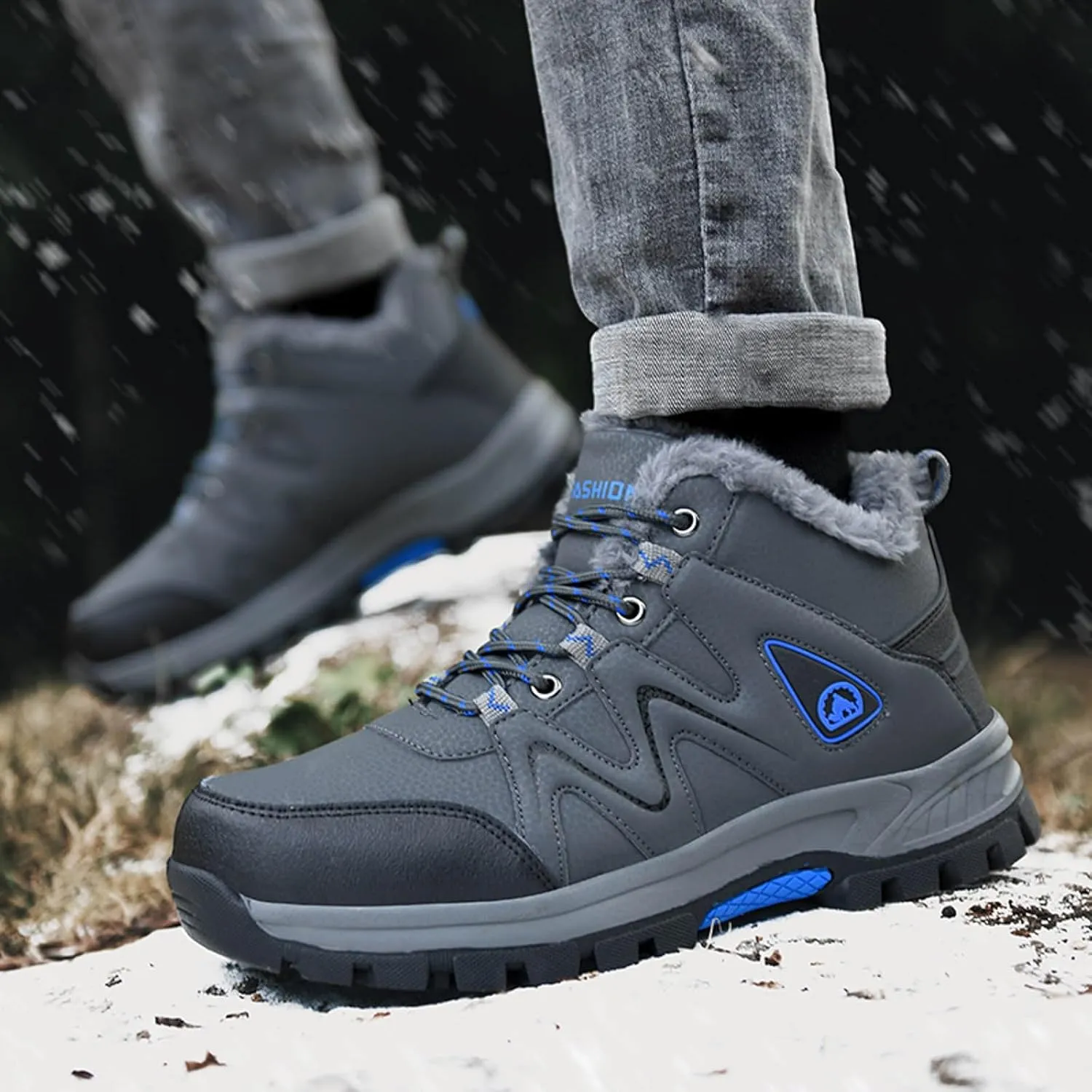 Breathable Men Winter Sneakers Outdoor Shoes Padded Warm Cotton Shoes Lightweight Hiking Shoes Large Size Hiking